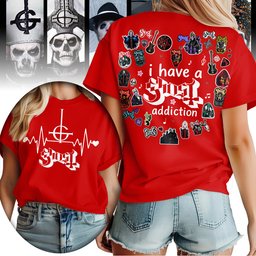 Ghost Heartbeat Logo And Sticker Collage 3D Shirt for Fans Who Live for Dark Rock Shows