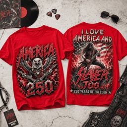 Slayer America 250 Eagle Guitar Graphic 3D Shirt for Metalheads Celebrating Loud Patriotism