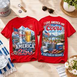 Coors Light Mountain Peaks Flag 250 Years 3D Shirt for Fourth of July Beer Lovers