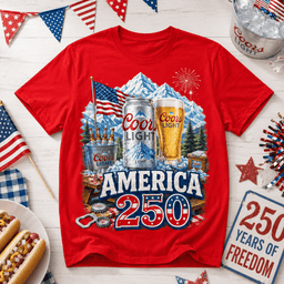 Coors Light Mountain Peaks Flag 250 Years 3D Shirt for Fourth of July Beer Lovers