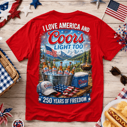 Coors Light Mountain Peaks Flag 250 Years 3D Shirt for Fourth of July Beer Lovers