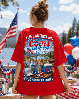 Coors Light Mountain Peaks Flag 250 Years 3D Shirt for Fourth of July Beer Lovers