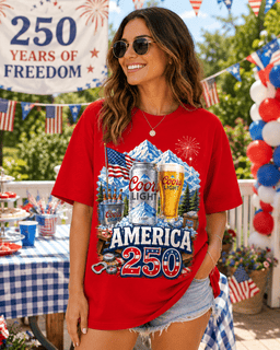 Coors Light Mountain Peaks Flag 250 Years 3D Shirt for Fourth of July Beer Lovers