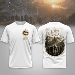 The Lord of the Rings Gold Ring Emblem 3D Shirt with Fellowship Back Art for Middle-earth Fans