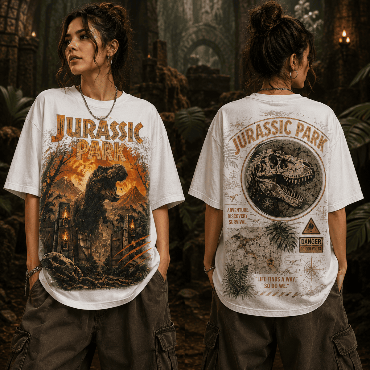 Jurassic Park T-Rex Adventure 3D Shirt for Movie Buffs