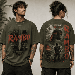 Rambo Survival Knife 3D Shirt for Action Movie Enthusiasts