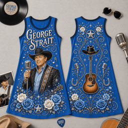 George Strait Blue Rose Premium Dress for Country Music Lovers