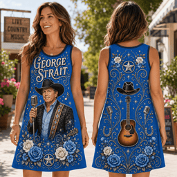 George Strait Blue Rose Premium Dress for Country Music Lovers