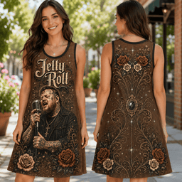Jelly Roll Rose Motif Dress for Dedicated Fans