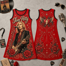 Tom Petty Rose Motif Dress for True Rock Fans