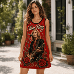 Tom Petty Rose Motif Dress for True Rock Fans