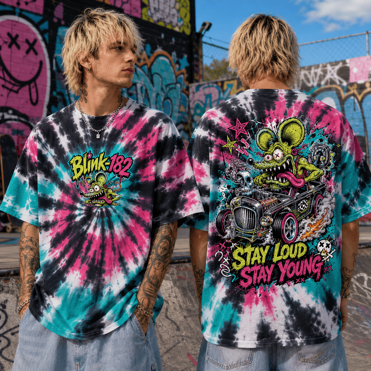 Blink-182 Rat Rod Tie-Dye 3D Shirt for Punk Rock Fans