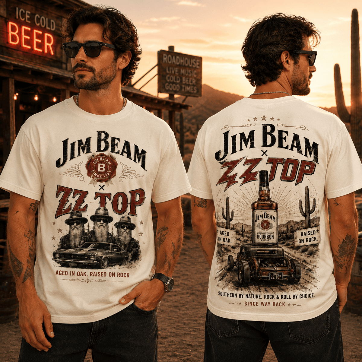 Jim Beam ZZ Top Vintage 3D Shirt for Rock and Roll Fans