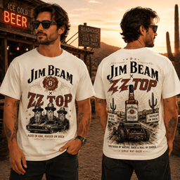 Jim Beam ZZ Top Vintage 3D Shirt for Rock and Roll Fans