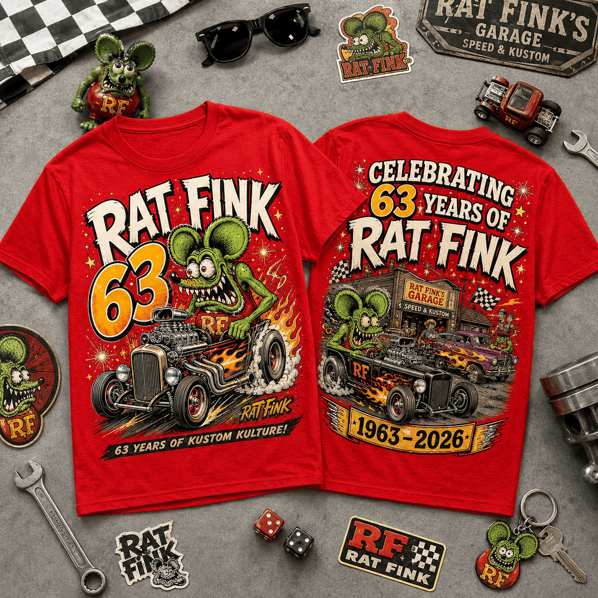 Rat Fink 63rd Anniversary 3D Shirt for Kustom Kulture Fans