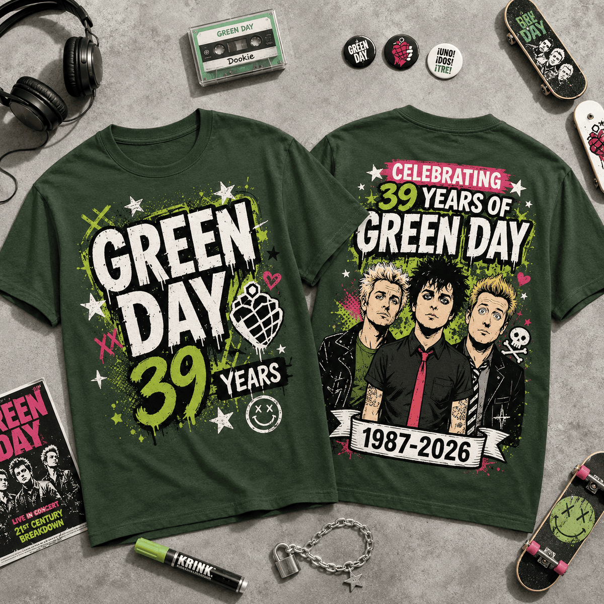 Green Day 39 Years Celebration 3D Shirt for True Fans