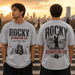 Rocky Assumption Day Vintage Boxing Gloves 3D Shirt for Nostalgic Movie Fans and Gym Days