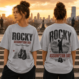 Rocky Assumption Day Vintage Boxing Gloves 3D Shirt for Nostalgic Movie Fans and Gym Days