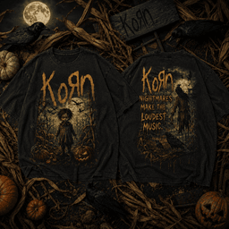 Korn Nightmares Make the Loudest Music Halloween Scare Graphic 3D Shirt for Nu Metal Fans Who Love Dark Tour Style