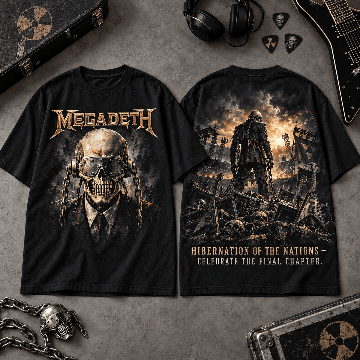 Megadeth Generations of the States 3D Shirt for Metal Fans Celebrating the Final Chapter NDN Flat Shirt Mockup