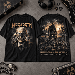 Megadeth Generations of the States 3D Shirt for Metal Fans Celebrating the Final Chapter NDN Flat Shirt Mockup