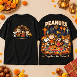 Peanuts Together We Shine 3D Shirt for Friends Celebrating Every Bright Moment Side by Side NDN Flat Shirt Mockup