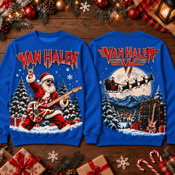 Van Halen Christmas Guitar Skeleton 3D Shirt for Holiday Rock Fans NTH1 - Sweatshirt Royal Blue