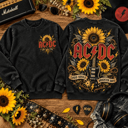 ACDC Sunflower Lightning Logo 3D Shirt for Rock Fans NTH1 - Sweatshirt Black