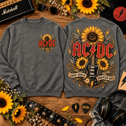 ACDC Sunflower Lightning Logo 3D Shirt for Rock Fans NTH1 - Sweatshirt Stone Gray