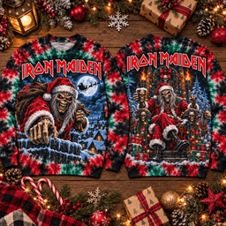 Iron Maiden Christmas Skeleton Artwork 3D Shirt for Heavy Metal Holiday Fans NTH1 - Sweatshirt Black