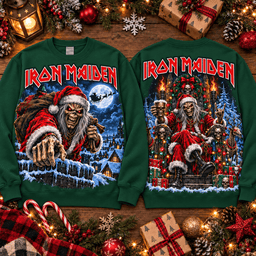 Iron Maiden Christmas Skeleton Artwork 3D Shirt for Heavy Metal Holiday Fans NTH1 - Sweatshirt Forest Green