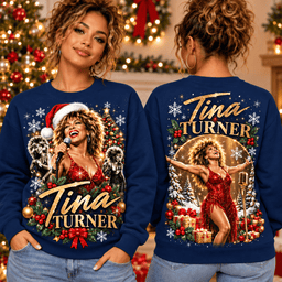 Tina Turner Glitter Stage Holiday Music T-Shirt for Legendary Performance Fans NTH1 - Sweatshirt Navy