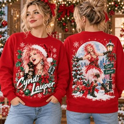 Cyndi Lauper Moonlit Holiday Performance T-Shirt for Eighties Music Fans NTH1 - Sweatshirt Red