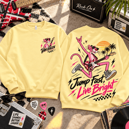 Van Halen Pink Panther Jump Fast Live Bright Rock 3D Shirt PTH - Sweatshirt Light Yellow