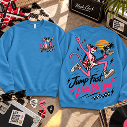 Van Halen Pink Panther Jump Fast Live Bright Rock 3D Shirt PTH - Sweatshirt Ocean Blue