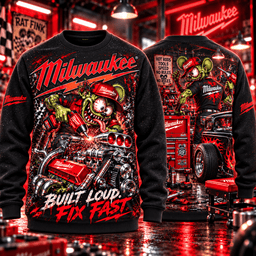 Milwaukee Tools Rat Fink Hot Rod Garage Built Loud Fix Fast 3D Shirt NHH - Sweatshirt Black