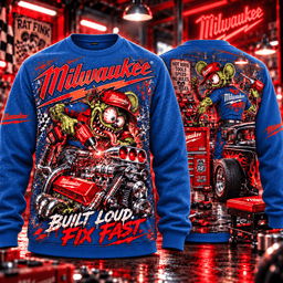 Milwaukee Tools Rat Fink Hot Rod Garage Built Loud Fix Fast 3D Shirt NHH - Sweatshirt Royal Blue