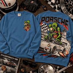 Porsche Rat Fink Classic Sports Car 3D Shirt for Road Racing Fans NTH1 - Sweatshirt Denim Blue