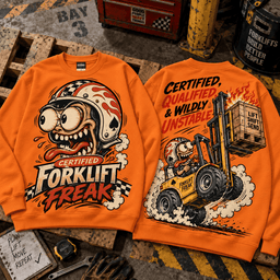 Drag Nut Certified Forklift Freak 3D Shirt For Forklift Operators NNK - Sweatshirt Black