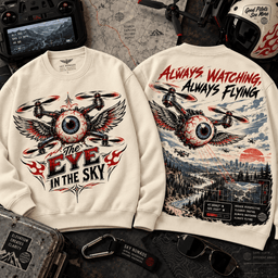 Flying Eyeball Drone Pilot 3D Shirt For Drone Lovers NNK - Sweatshirt Cream
