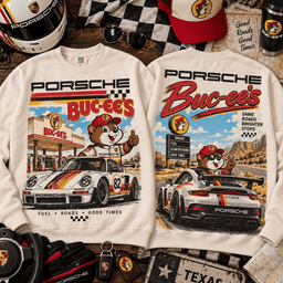 Buc-ee's Porsche White Road Trip 3D Shirt for Sports Car Fans NTH1 - Sweatshirt Ivory