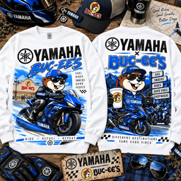 Buc-ee's Yamaha Blue Motorcycle Adventure 3D Shirt for Road Trip Fans NTH1 - Sweatshirt White