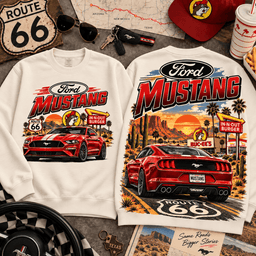 Buc-ee's Route 66 Vintage Car 3D Shirt NTH1 - Sweatshirt Cream