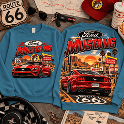 Buc-ee's Route 66 Vintage Car 3D Shirt NTH1 - Sweatshirt Petrol Blue