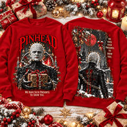 Hellraiser Pinhead Cursed Christmas Gifts 3D Shirt For Horror Lovers NNK - Sweatshirt Red