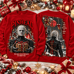 Hellraiser Pinhead Cursed Christmas Gifts 3D Shirt For Horror Lovers NNK - Sweatshirt White