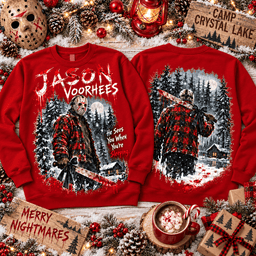 Friday The 13th Jason Voorhees Crystal Lake Christmas 3D Shirt For Horror Lovers NNK - Sweatshirt White