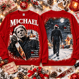 Halloween Michael Myers Silent Night Stalker Christmas 3D Shirt For Horror Lovers NNK - Sweatshirt Red