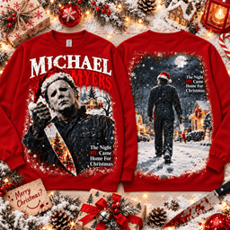 Halloween Michael Myers Silent Night Stalker Christmas 3D Shirt For Horror Lovers NNK - Sweatshirt White