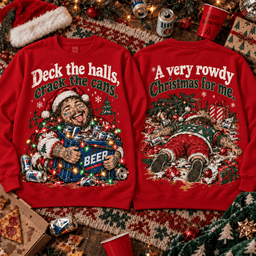 Post Malone Rowdy Christmas Party 3D Shirt For Music Lovers NNK - Sweatshirt Black